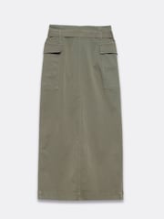 Mint Velvet Khaki Cotton Midi Skirt - Image 4 of 4