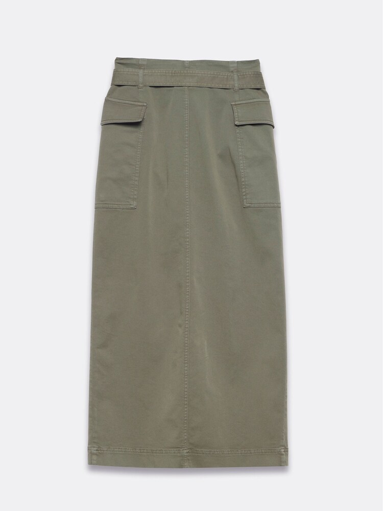 Mint Velvet Khaki Cotton Midi Skirt - Image 4 of 4