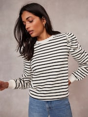 Mint Velvet – Sweatshirt mit gerafften Schultern und Streifen - Bild 2 von 4
