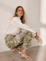 Mint Velvet Green 100% Cotton Camouflage Print Straight Jeans - Image 1 of 4