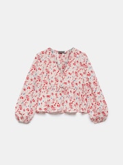 Mint Velvet Red White Floral Print Blouse - Image 3 of 4