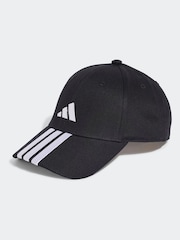 أسود - adidas 3 Stripe 100% Cotton Baseball Hat - صورة 1 من 4