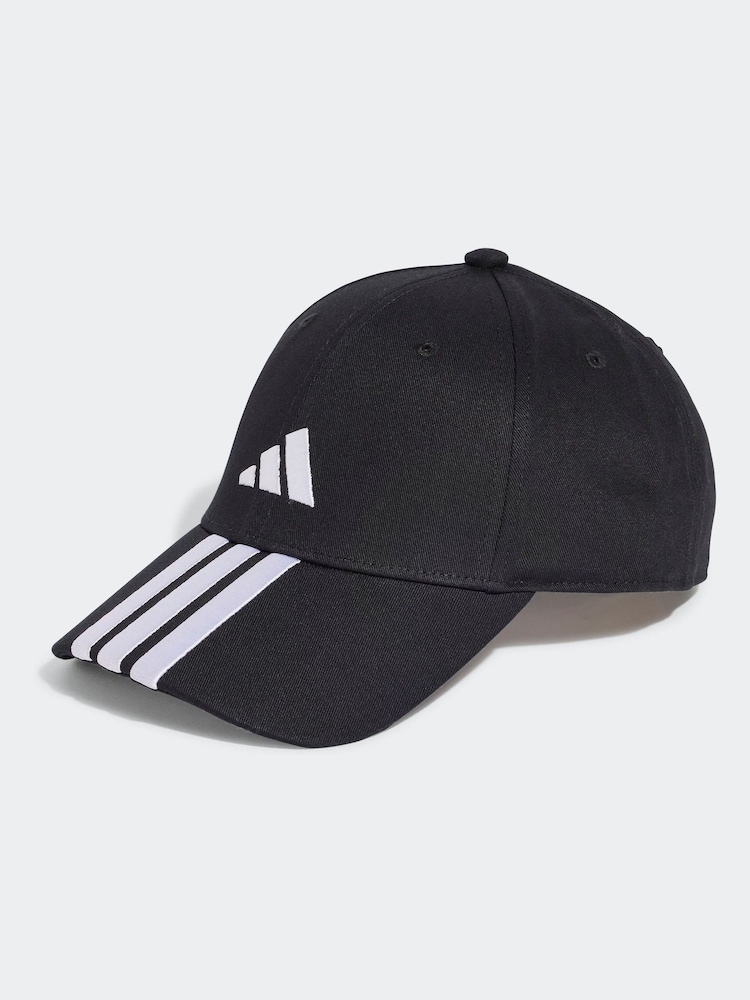 أسود - adidas 3 Stripe 100% Cotton Baseball Hat - صورة 1 من 4