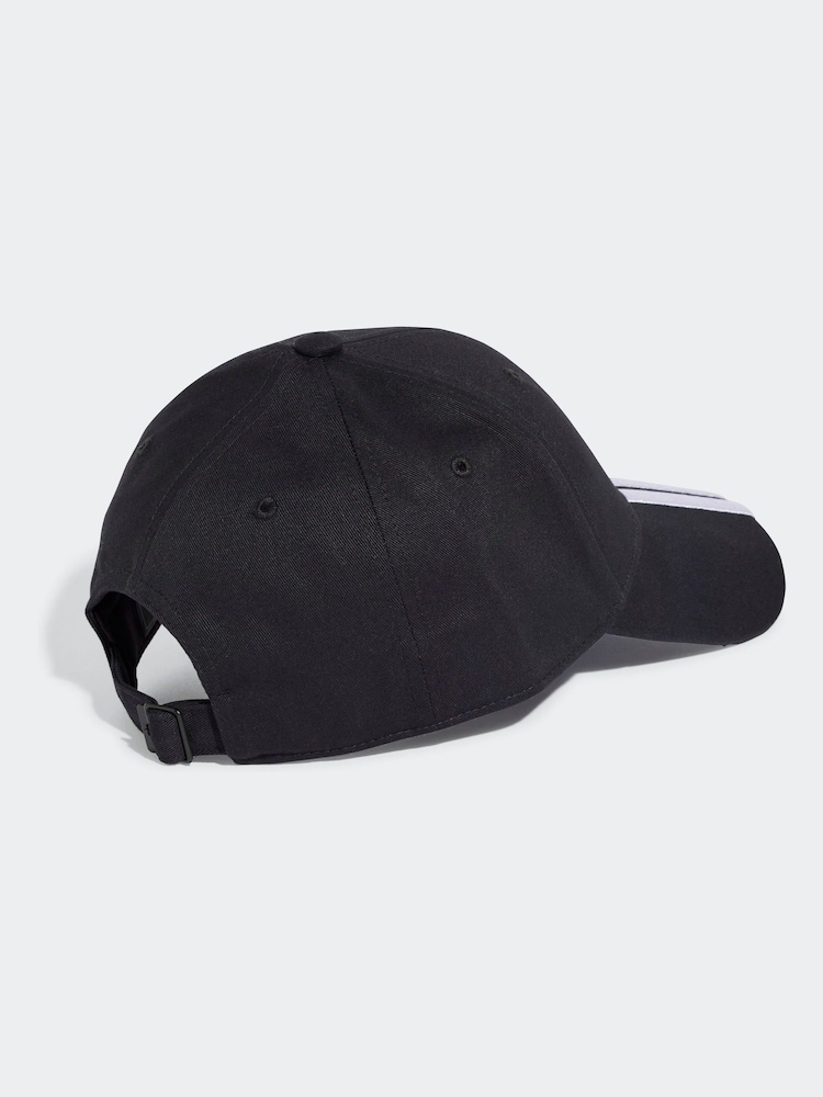 أسود - adidas 3 Stripe 100% Cotton Baseball Hat - صورة 2 من 4