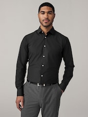 Neutral/Ecru/Black Slim Fit Easy Care Textured Single Cuff Smart Shirts 3 Pack - Image 2 of 13
