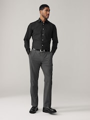 Neutral/Ecru/Black Slim Fit Easy Care Textured Single Cuff Smart Shirts 3 Pack - Image 4 of 13