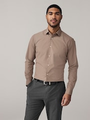 Neutral/Ecru/Black Slim Fit Easy Care Textured Single Cuff Smart Shirts 3 Pack - Image 8 of 13