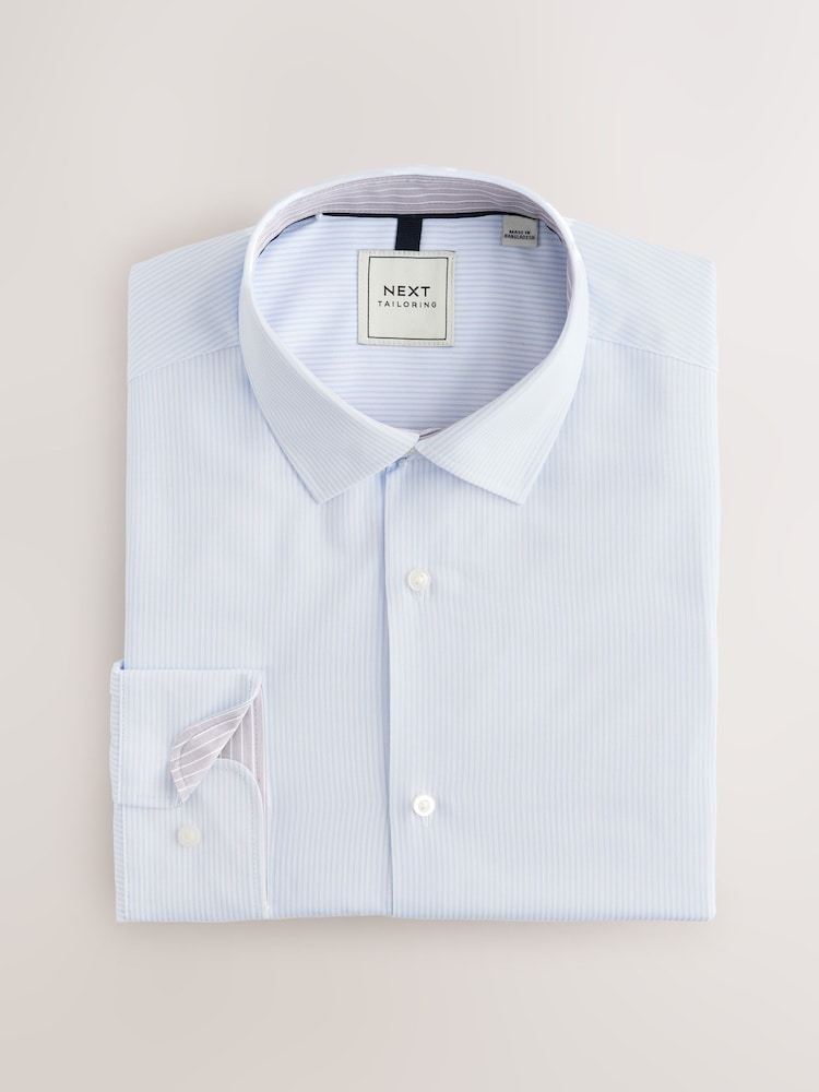 Blue Stripe/Neutral Stripe Regular Fit Single Cuff Easy Care Smart Shirts 2 Pack - Image 7 of 9