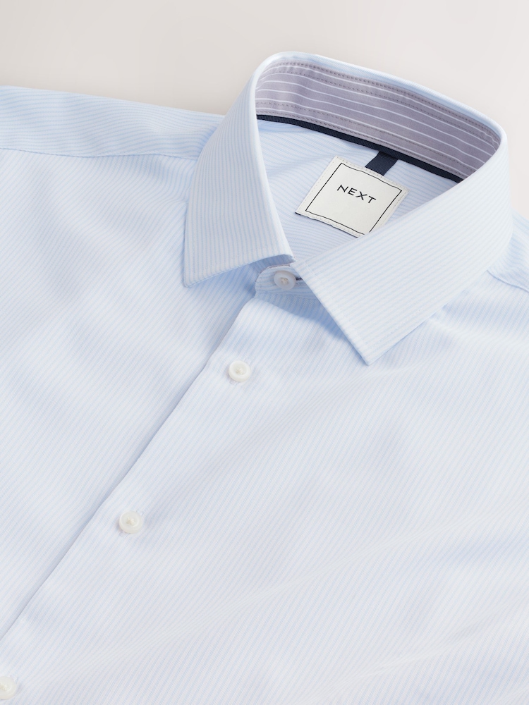 Blue Stripe/Neutral Stripe Regular Fit Single Cuff Easy Care Smart Shirts 2 Pack - Image 8 of 9