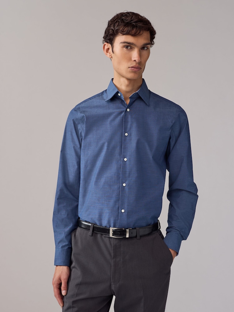 Indigo Blue/Denim Blue Dot/White Geo Regular Fit Single Cuff Easy Care Smart Shirts 3 Pack - Image 2 of 10