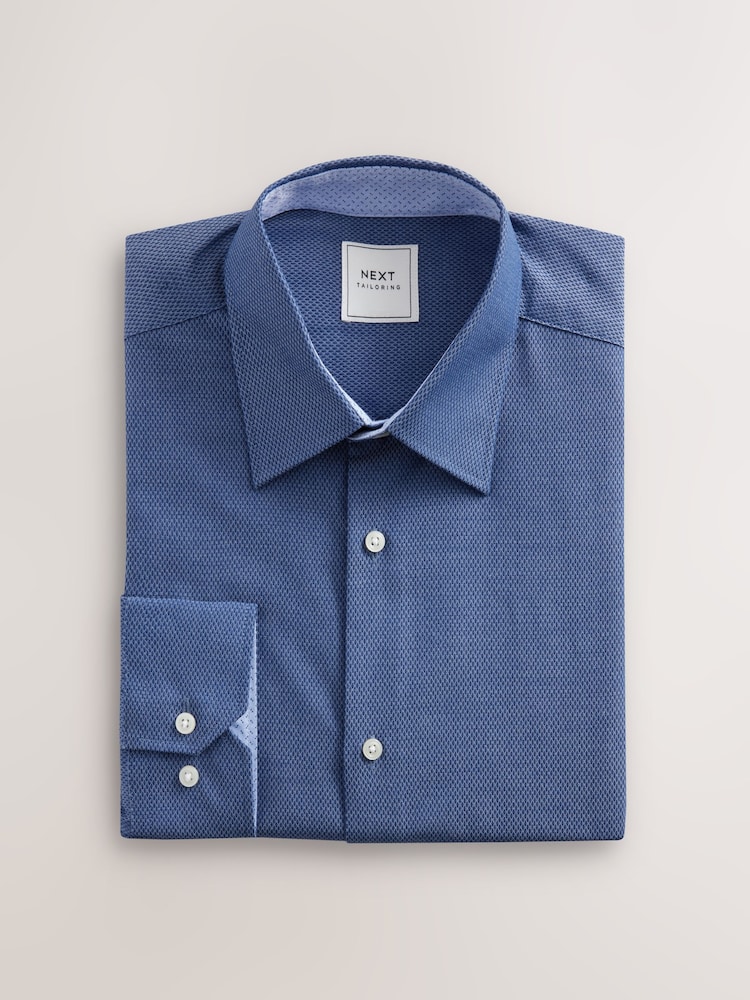 Indigo Blue/Denim Blue Dot/White Geo Regular Fit Single Cuff Easy Care Smart Shirts 3 Pack - Image 4 of 10