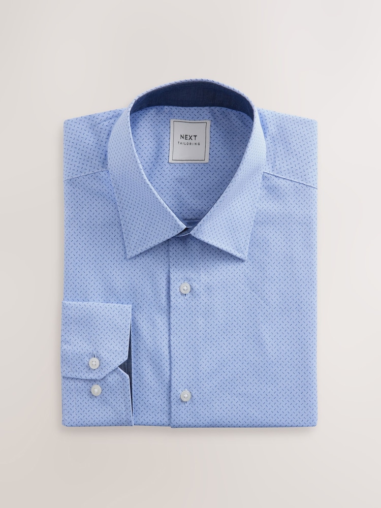 Indigo Blue/Denim Blue Dot/White Geo Regular Fit Single Cuff Easy Care Smart Shirts 3 Pack - Image 5 of 10