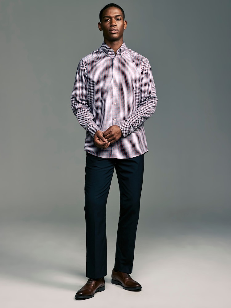 Blue Gingham/Red Gingham Regular Fit Easy Iron Oxford Shirts 2 Packs - Image 2 of 13