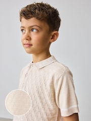 Baker by Ted Baker Knitted Textured Polo Shirt and Shorts Set - Image 1 of 9