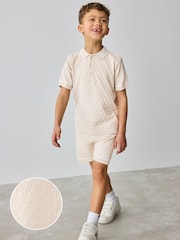 Baker by Ted Baker Knitted Textured Polo Shirt and Shorts Set - Image 2 of 9