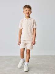 Baker by Ted Baker Knitted Textured Polo Shirt and Shorts Set - Image 3 of 9