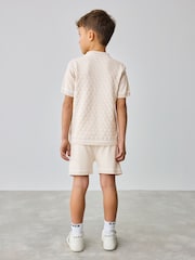 Baker by Ted Baker Knitted Textured Polo Shirt and Shorts Set - Image 4 of 9
