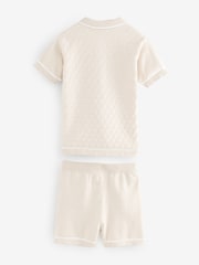 Baker by Ted Baker Knitted Textured Polo Shirt and Shorts Set - Image 7 of 9