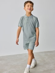 Baker by Ted Baker Knitted Textured Polo Shirt and Shorts Set - Image 2 of 8