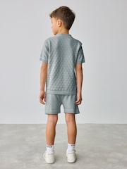 Baker by Ted Baker Knitted Textured Polo Shirt and Shorts Set - Image 5 of 8