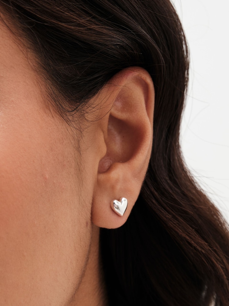 Simply Silver Silver 925 Polished Heart Stud Earrings - Image 4 of 4