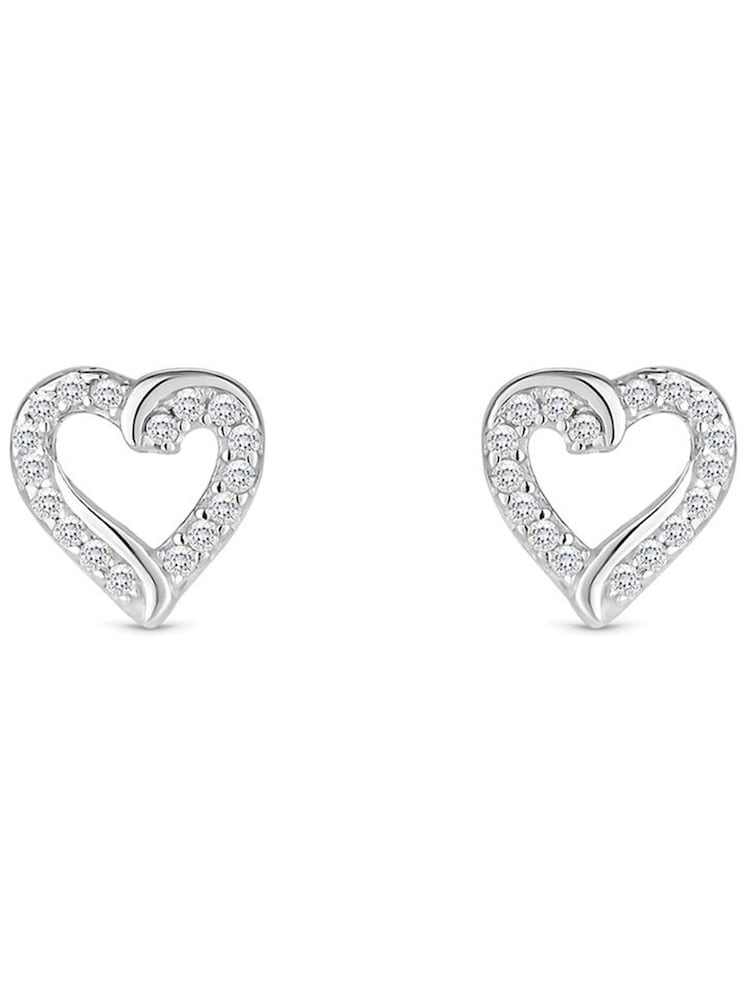 Simply Silver Silver Tone 925 Cubic Zirconia Open Heart Stud Earrings - Hanging Star - Image 2 of 3