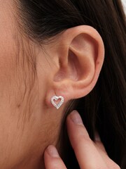 Simply Silver Silver Tone 925 Cubic Zirconia Open Heart Stud Earrings - Hanging Star - Image 3 of 3