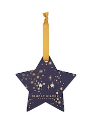 Simply Silver Silver Tone 925 Cubic Zirconia Star Earrings - Hanging Star - Image 1 of 3