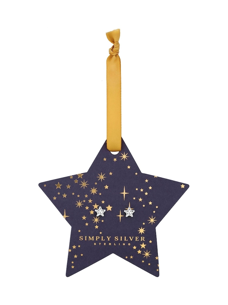 Simply Silver Silver Tone 925 Cubic Zirconia Star Earrings - Hanging Star - Image 1 of 3