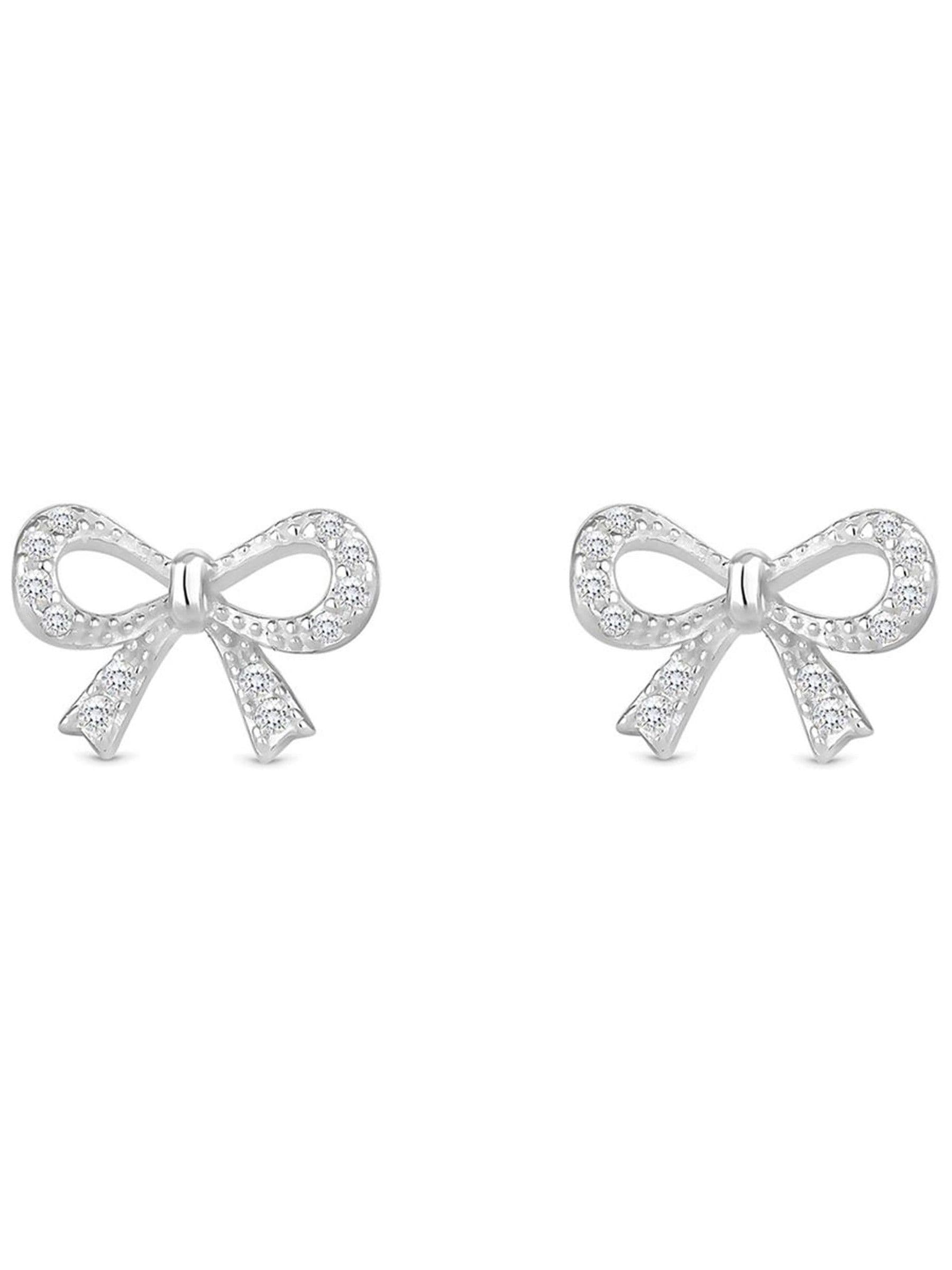 Buy Simply Silver Silver Tone 925 Cubic Zirconia Bow Earrings - Gift  Cracker from Next Luxembourg