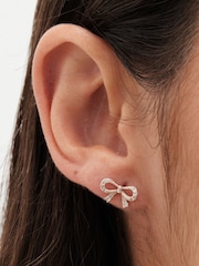 Simply Silver Silver Tone 925 Cubic Zirconia Bow Earrings - Gift Cracker - Image 4 of 4