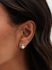 Simply Silver Silver Tone Recycled 925 Pearl and Cubic Zirconia Stud Earrings - Image 3 of 3