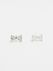 Simply Silver Tone Sterling Cubic Zirconia Bow Stud Earrings - Imagen 3 de 4
