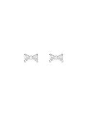Simply Silver Tone Sterling Cubic Zirconia Bow Stud Earrings - Imagen 4 de 4