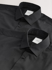 Black Regular Fit Easy Care Long Sleeve Single Cuff Smart Shirts 2 Pack - Image 7 of 8
