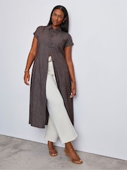 Live Unlimited Brown Petite Striped Short Sleeve Maxi Dress - Image 3 of 4