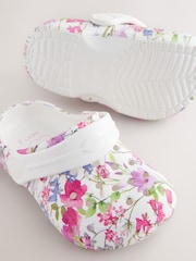 White Floral Standard Fit (F) Clogs Sandals - Image 3 of 5