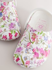 White Floral Standard Fit (F) Clogs Sandals - Image 4 of 5