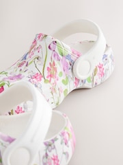 White Floral Standard Fit (F) Clogs Sandals - Image 5 of 5