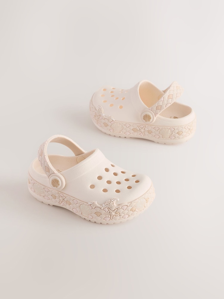 Neutral White Mermaid Light Up Clogs - Image 2 of 7 Neutral White Mermaid Light Up Clogs - Image 2 of 7