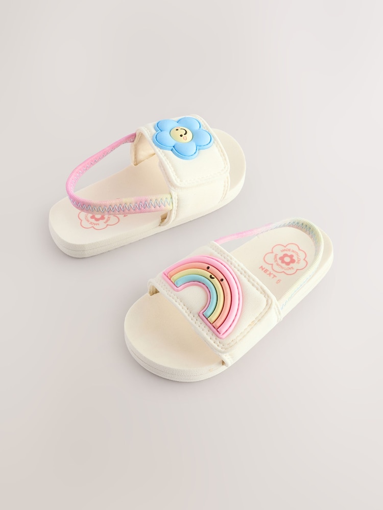 White Neutral Character Elastic Back Sliders - Image 1 of 6