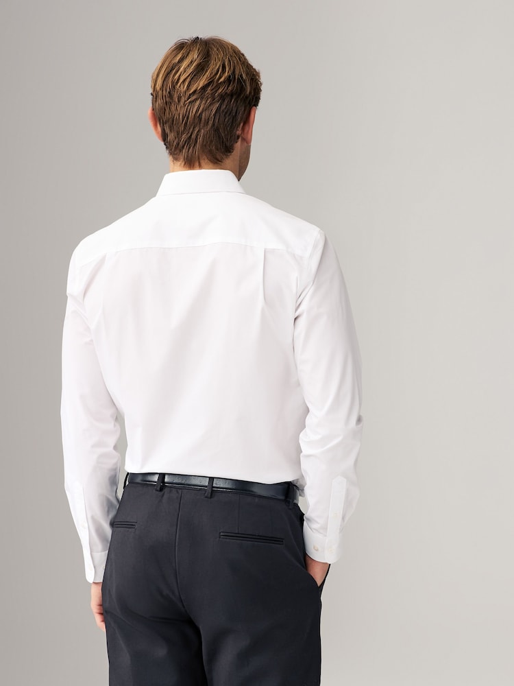 White Regular Fit Easy Care Long Sleeve Single Cuff Smart Shirts 2 Pack - Image 4 of 9