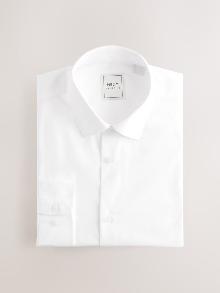 White Regular Fit Easy Care Long Sleeve Single Cuff Smart Shirts 2 Pack - Image 7 of 9