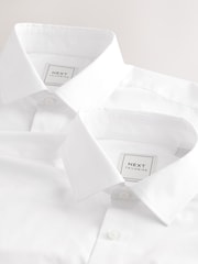 White Regular Fit Easy Care Long Sleeve Single Cuff Smart Shirts 2 Pack - Image 8 of 9