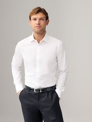 White Skinny Fit Easy Care Long Sleeve Single Cuff Smart Shirts 2 Pack - Image 2 of 10