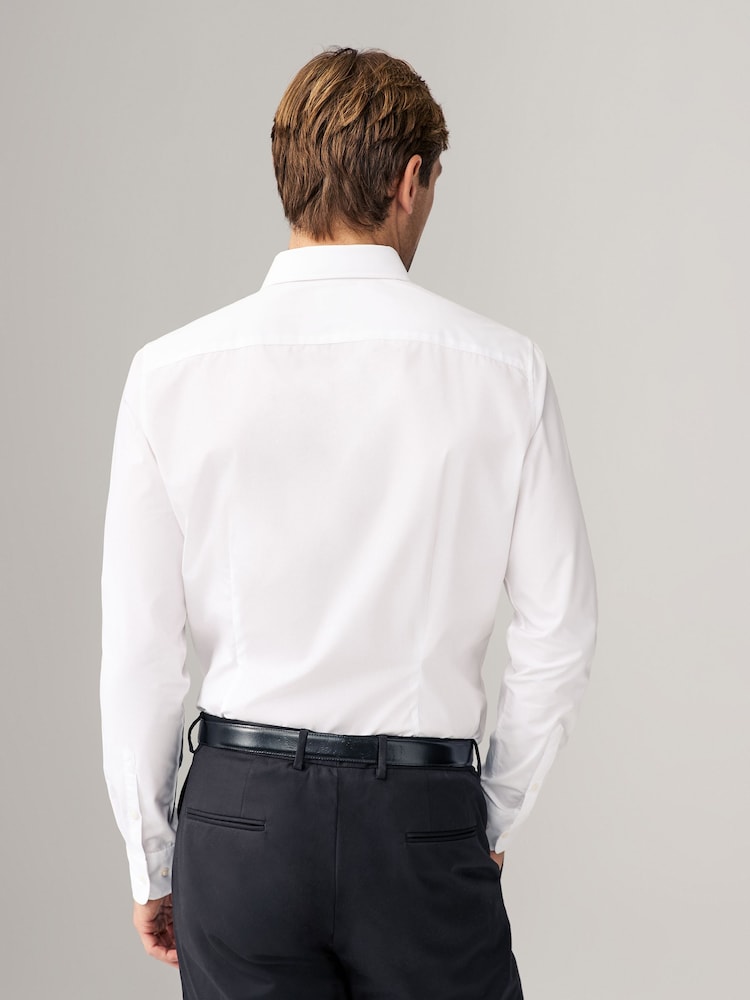 White Skinny Fit Easy Care Long Sleeve Single Cuff Smart Shirts 2 Pack - Image 4 of 10