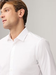 White Skinny Fit Easy Care Long Sleeve Single Cuff Smart Shirts 2 Pack - Image 5 of 10