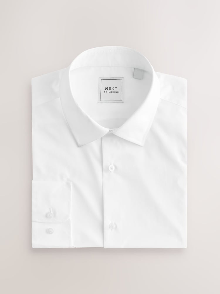 White Skinny Fit Easy Care Long Sleeve Single Cuff Smart Shirts 2 Pack - Image 8 of 10