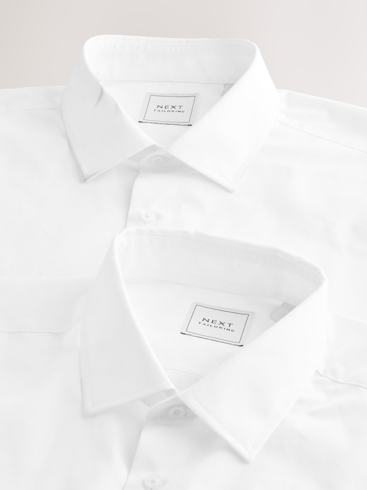 White Skinny Fit Easy Care Long Sleeve Single Cuff Smart Shirts 2 Pack - Image 9 of 10
