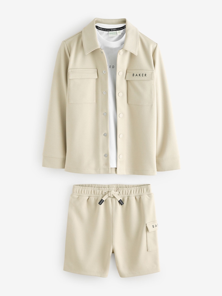 Baker by Ted Baker Stone Shacket T-Shirt And Shorts Set - Image 18 of 25